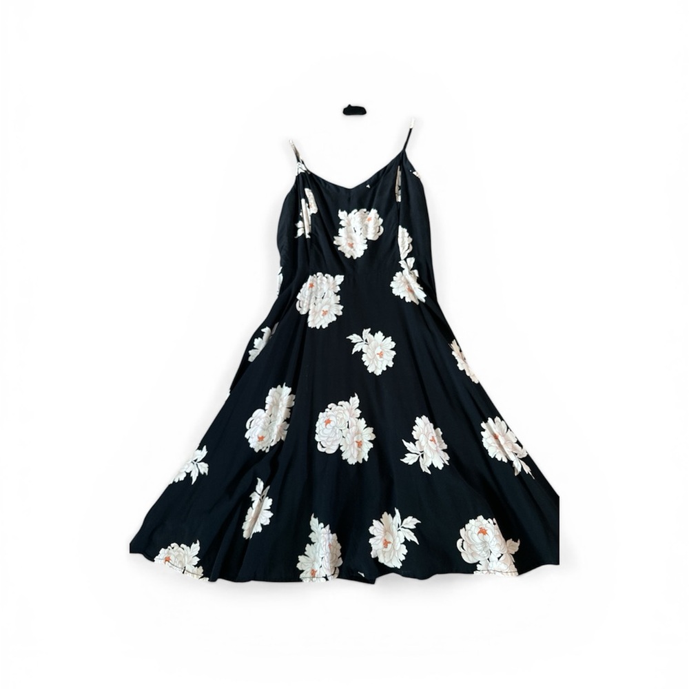 Old Navy Black Floral Top with White and Cream Accents